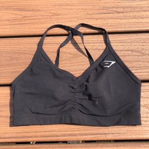 Gymshark Ruched Training Sports Bra (Black)